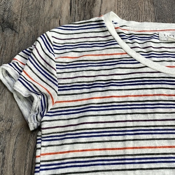 Velvet by Spencer & Graham Striped Knit Tee, White Purple Orange Blue, sz small - Picture 3 of 9